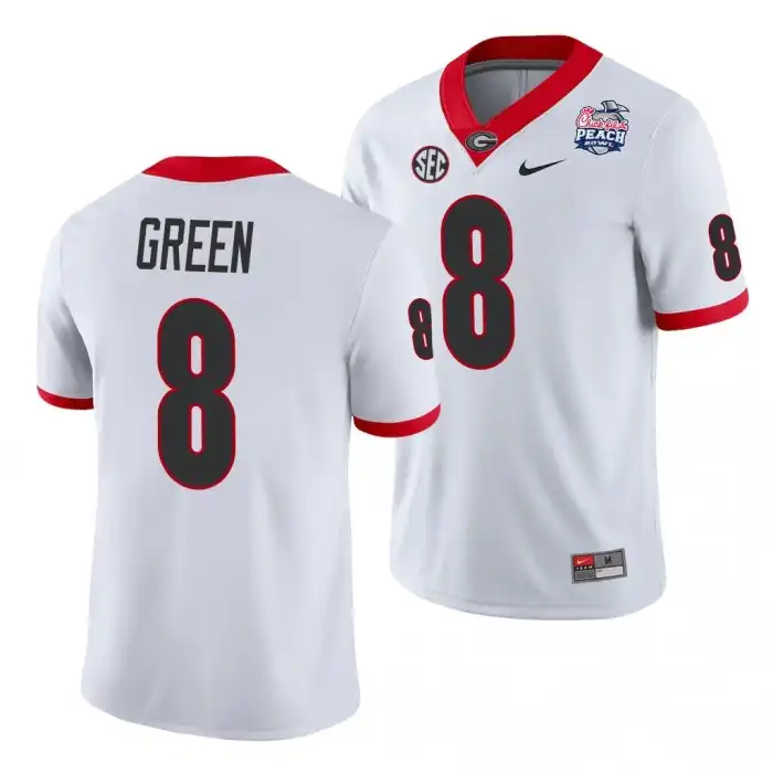 A.J. Green Georgia Bulldogs Men's #8 2021 Peach Bowl College White Football Jersey 2413VLNL6