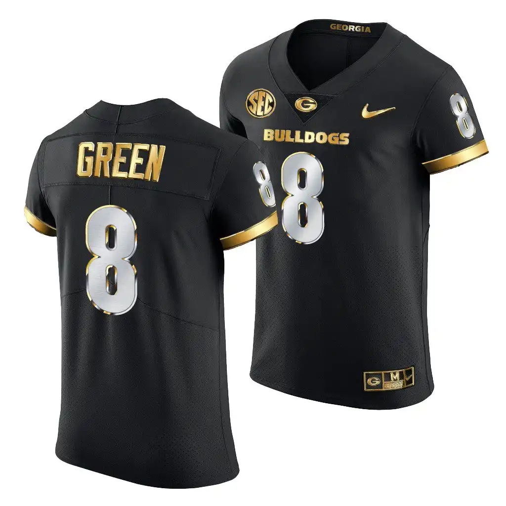 A.J. Green Georgia Bulldogs Men's #8 Black Golden Edition 2020-21 College Authentic Football Jersey 2413PDJE3