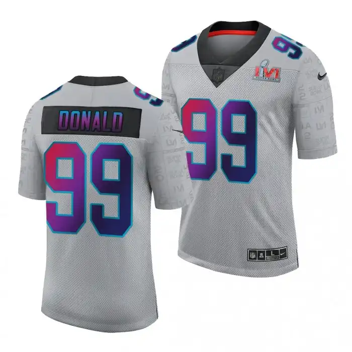 Aaron Donald Georgia Bulldogs Men's #99 Los Angeles Rams Super Bowl LVI Alumni College Gray 99 Football Jersey 2413PIZQ0