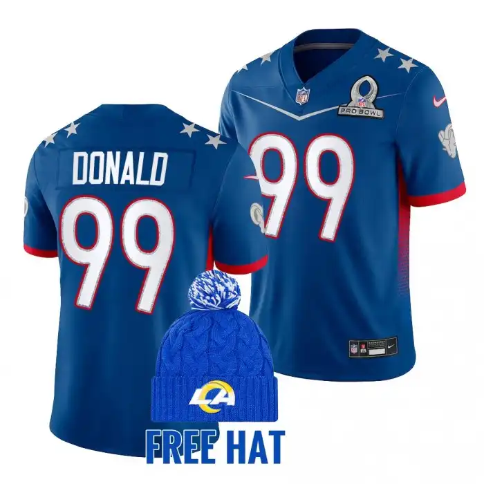 Aaron Donald Georgia Bulldogs Men's #99 Rams Alumni College 2022 NFC Pro Bowl Royal Football Jersey 2413HNTI5