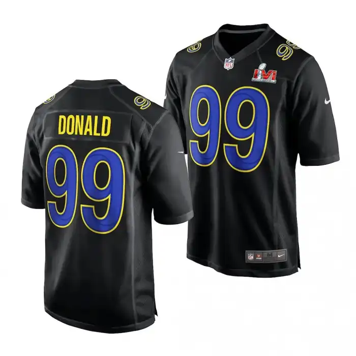 Aaron Donald Georgia Bulldogs Men's #99 Rams Alumni College Super Bowl LVI Bound Black Football Jersey 2413YZNW3