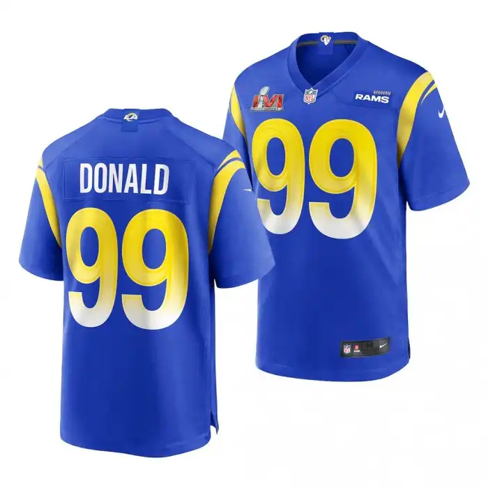 Aaron Donald Georgia Bulldogs Men's #99 Rams Alumni College Super Bowl LVI Bound Royal Football Jersey 2413WIBK2