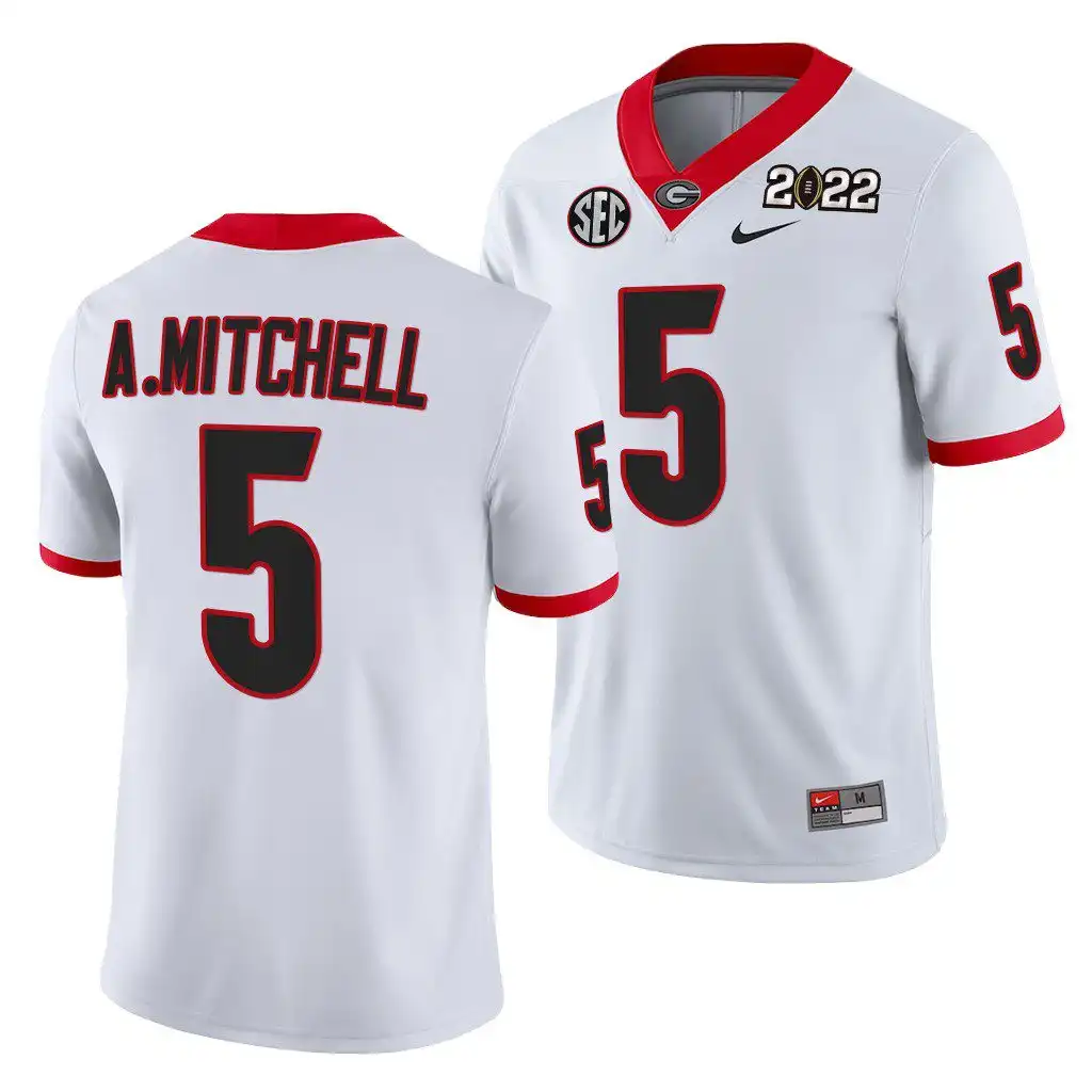 Adonai Mitchell Georgia Bulldogs Men's #5 2021 National Champions College CFP White Football Jersey 2413BJHV2