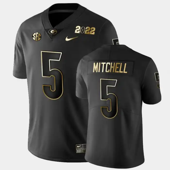 Adonai Mitchell Georgia Bulldogs Men's #5 2021 National Champions College Golden Black Football Jersey 2413QZXD2