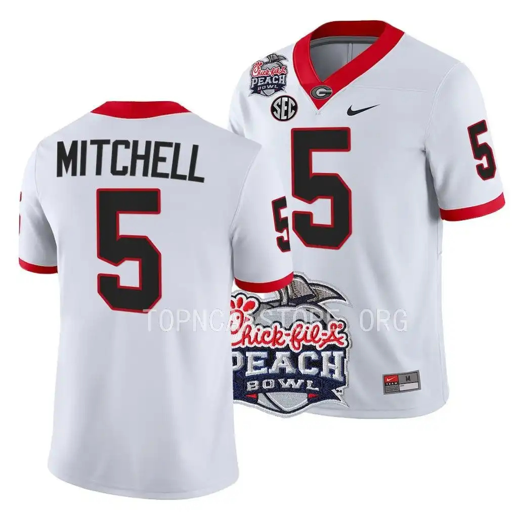 Adonai Mitchell Georgia Bulldogs Men's #5 2022 Peach Bowl Playoff College White Football Jersey 2413MGKX5