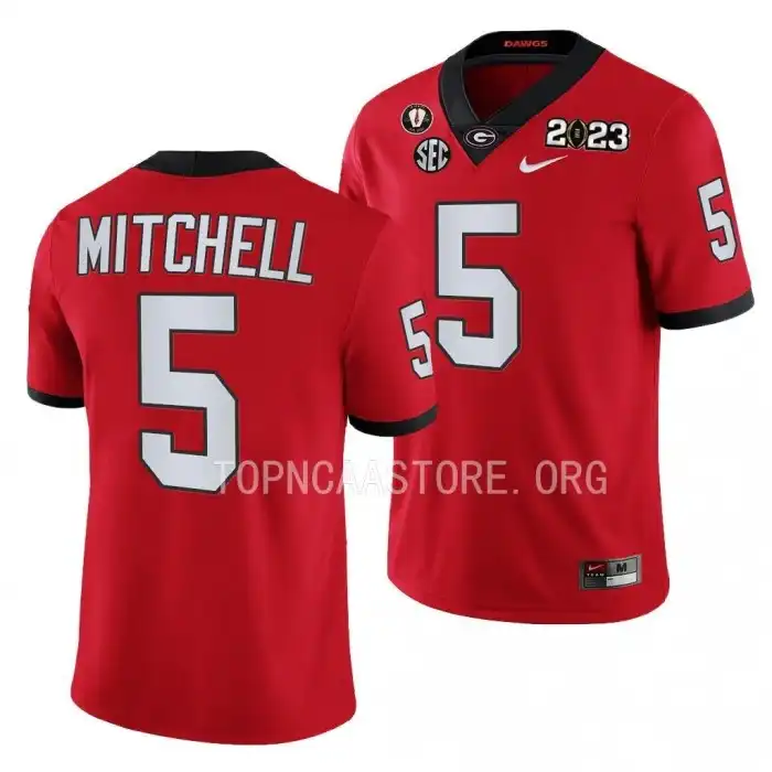 Adonai Mitchell Georgia Bulldogs Men's #5 2023 National Championship Playoff College Red Football Jersey 2413GHQL7