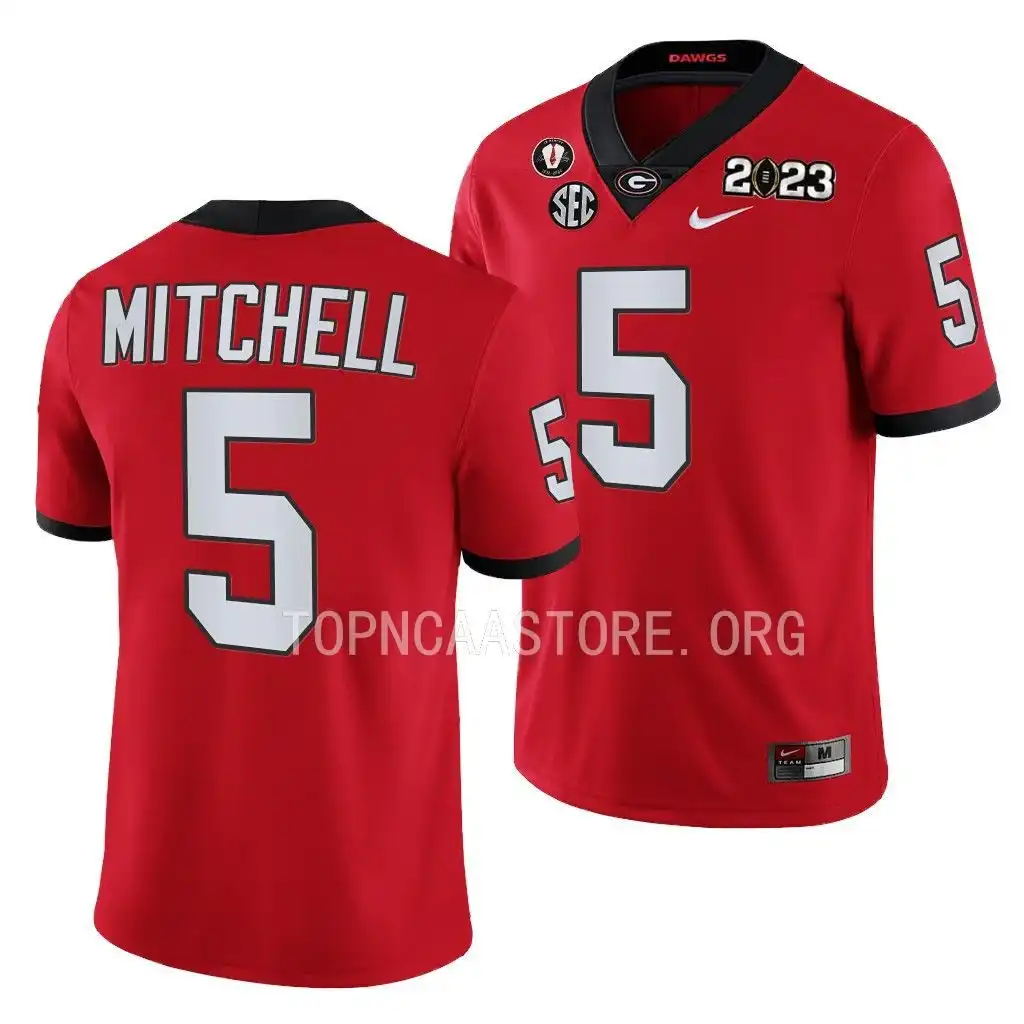 Adonai Mitchell Georgia Bulldogs Men's #5 2023 National Championship Playoff College Red Football Jersey 2413HEBE3