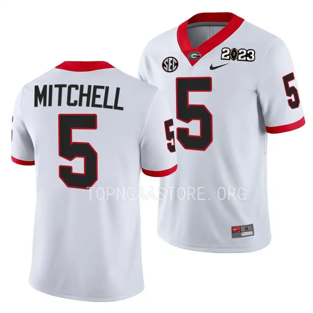 Adonai Mitchell Georgia Bulldogs Men's #5 2023 National Championship Playoff College White Football Jersey 2413MTFT6