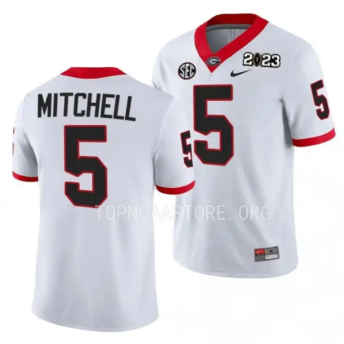 Adonai Mitchell Georgia Bulldogs Men's #5 2023 National Championship Playoff College White Football Jersey 2413TPNT4