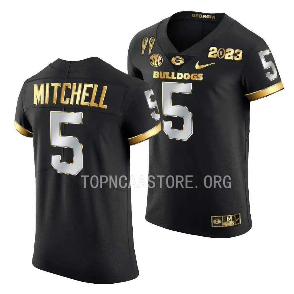 Adonai Mitchell Georgia Bulldogs Men's #5 2X CFBPlayoff National Champions Golden College Black Limited Football Jersey 2413EAUV2