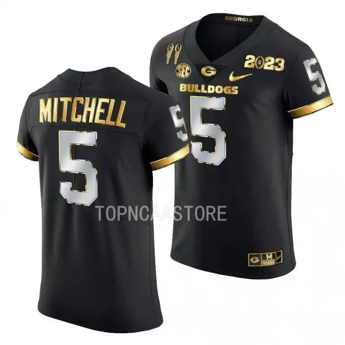 Adonai Mitchell Georgia Bulldogs Men's #5 2X CFBPlayoff National Champions Golden College Black Limited Football Jersey 2413FRYK1