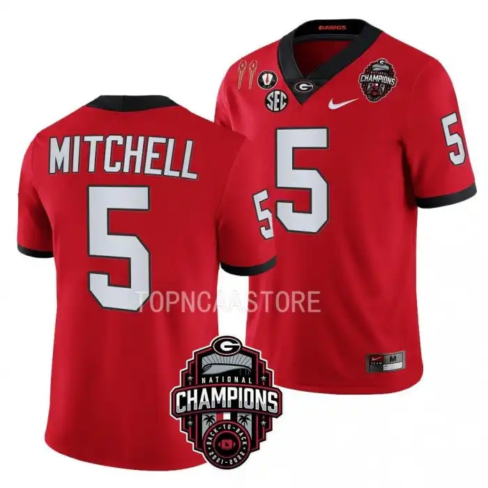 Adonai Mitchell Georgia Bulldogs Men's #5 Back-To-Back Red College National Champions CFBPlayoff 2023 Football Jersey 2413SLQW4