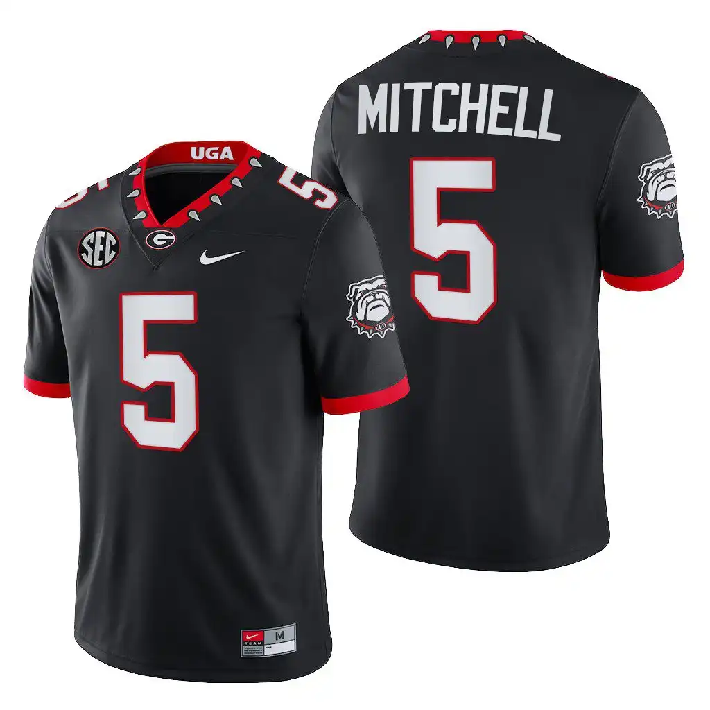 Adonai Mitchell Georgia Bulldogs Men's #5 Block Number Font 2022 Chick-fil-A College Black Football Jersey 2413BEVL6