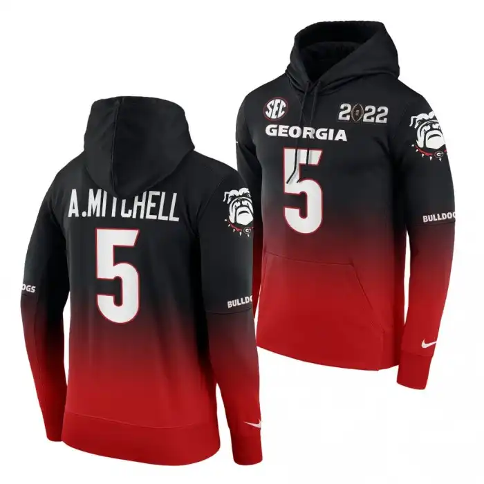 Adonai Mitchell Georgia Bulldogs Men's #5 Playoff Black College 2021 National Champions Red Football Hoodie 2413YPBR7