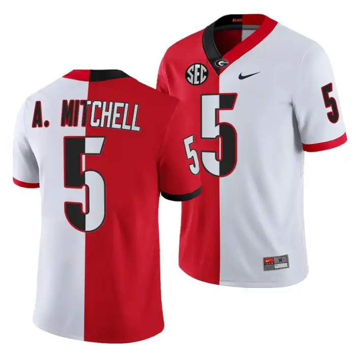 Adonai Mitchell Georgia Bulldogs Men's #5 Split Edition White College Red Football Jersey 2413KXRT4