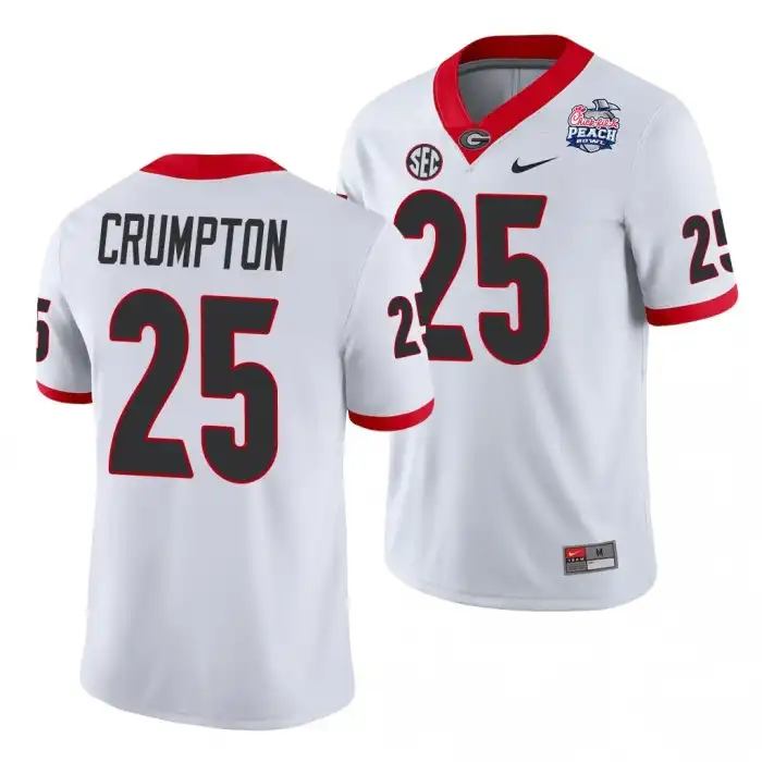 Ahkil Crumpton Georgia Bulldogs Men's #25 2021 Peach Bowl College White Football Jersey 2413YZKU2