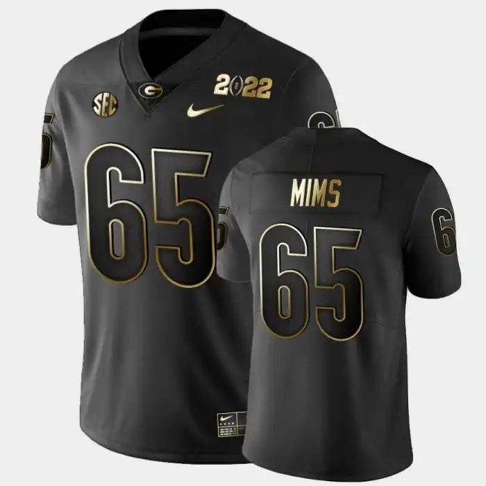 Amarius Mims Georgia Bulldogs Men's #65 2021 National Champions College Golden Black Football Jersey 2413WZKW6