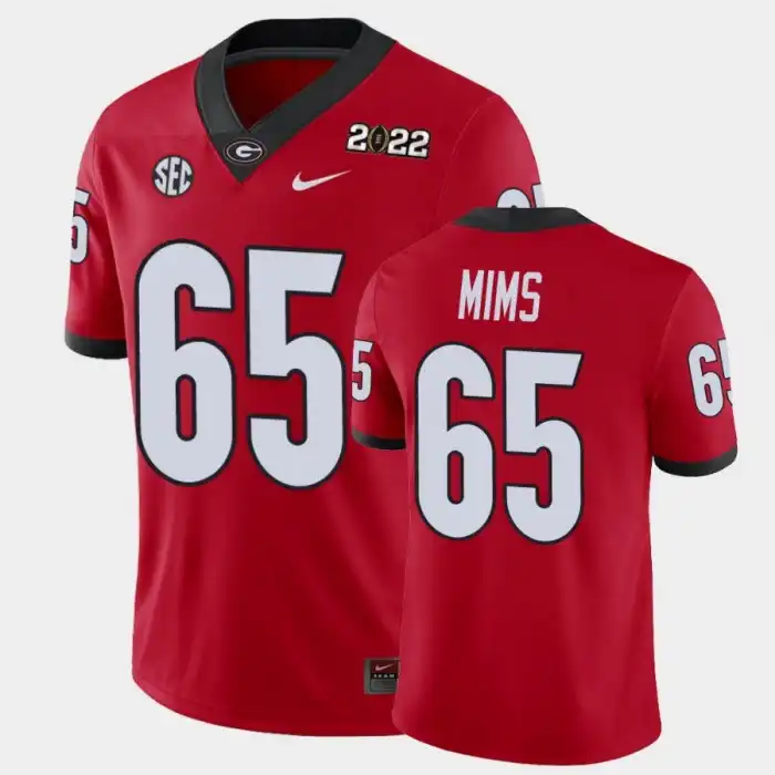 Amarius Mims Georgia Bulldogs Men's #65 2021 National Champions Red College Game Football Jersey 2413OSNP7