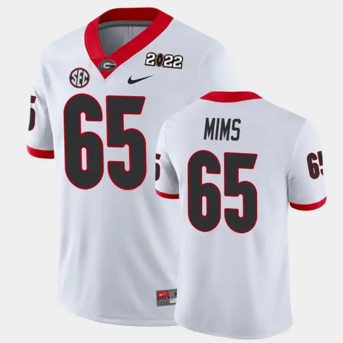 Amarius Mims Georgia Bulldogs Men's #65 2021 National Champions White College Game Football Jersey 2413ZMCE5