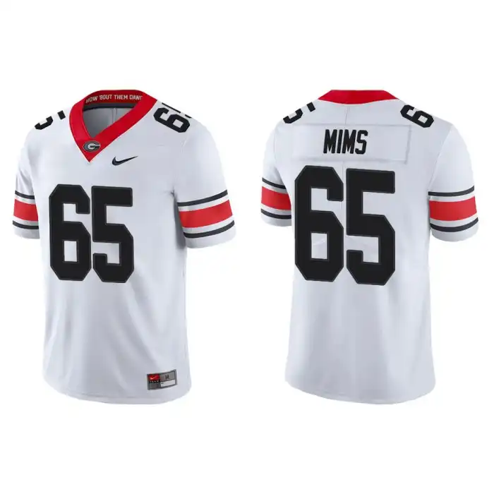 Amarius Mims Georgia Bulldogs Men's #65 Alternate White College Game Football Jersey 2413NOYT6