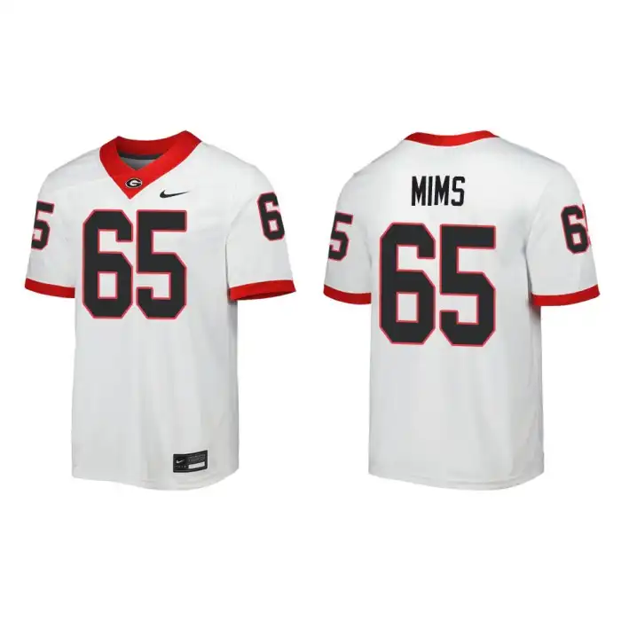 Amarius Mims Georgia Bulldogs Men's #65 Away White College Game Football Jersey 2413KDFD5