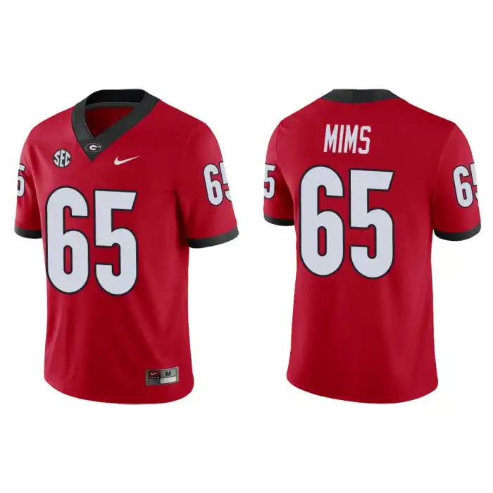 Amarius Mims Georgia Bulldogs Men's #65 Game College Red Football Jersey 2413ZBZJ3