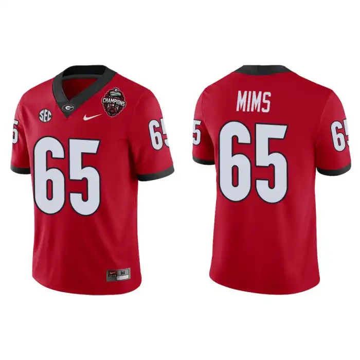 Amarius Mims Georgia Bulldogs Men's #65 Playoff Game College 2022 National Champions Red Football Jersey 2413MGNA0