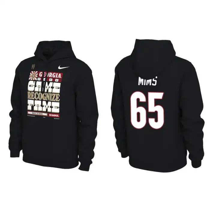 Amarius Mims Georgia Bulldogs Men's #65 Playoff Locker Room Black College 2022 National Champions Pullover Football Hoodie 2413OPWN5