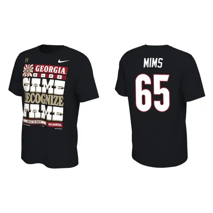 Amarius Mims Georgia Bulldogs Men's #65 Playoff Locker Room College 2022 National Champions Black Football T-Shirt 2413BZXK3