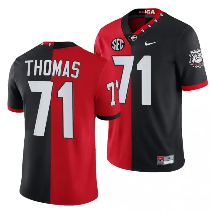 Andrew Thomas Georgia Bulldogs Men's #71 Split Edition NFL Red College 100th Season Alumni Black Football Jersey 2413NMPC0