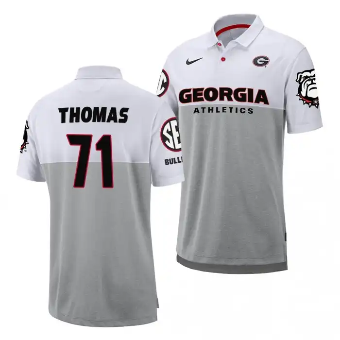 Andrew Thomas Georgia Bulldogs Men's #71 White College Coaches Football Polo 2413TLBY0