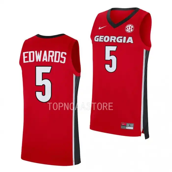 Anthony Edwards Georgia Bulldogs Men's #5 Red Alumni College Replica Basketball Jersey 2413GWZP3