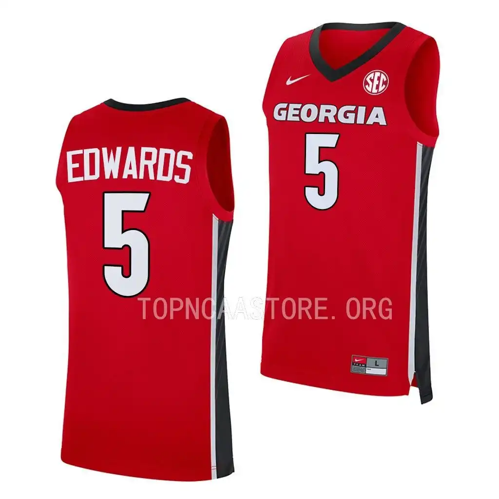 Anthony Edwards Georgia Bulldogs Men's #5 Red Alumni College Replica Basketball Jersey 2413HPXL4