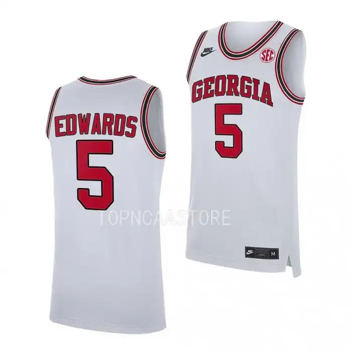 Anthony Edwards Georgia Bulldogs Men's #5 White Replica College Alumni Basketball Jersey 2413SGNR4