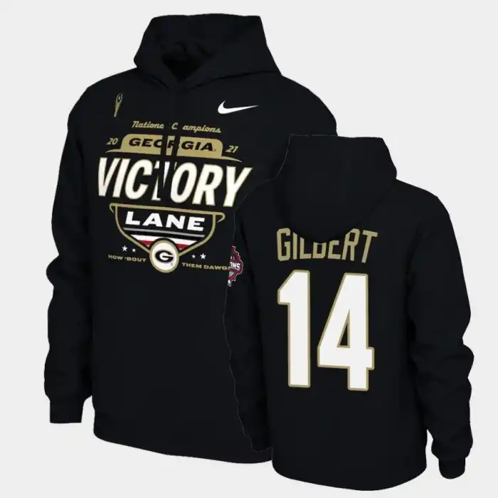 Arik Gilbert Georgia Bulldogs Men's #14 2021 National Champions Black College Locker Room Football Hoodie 2413KNYI7