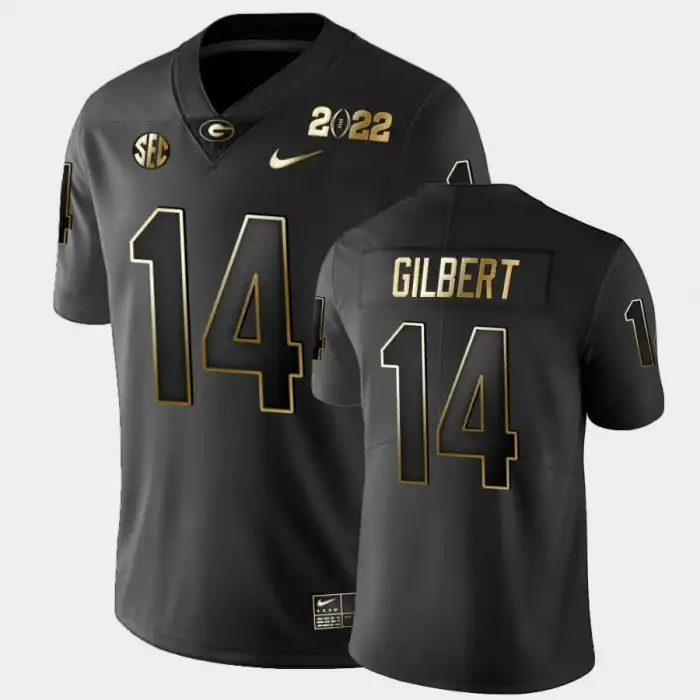 Arik Gilbert Georgia Bulldogs Men's #14 2021 National Champions College Golden Black Football Jersey 2413LMBU0