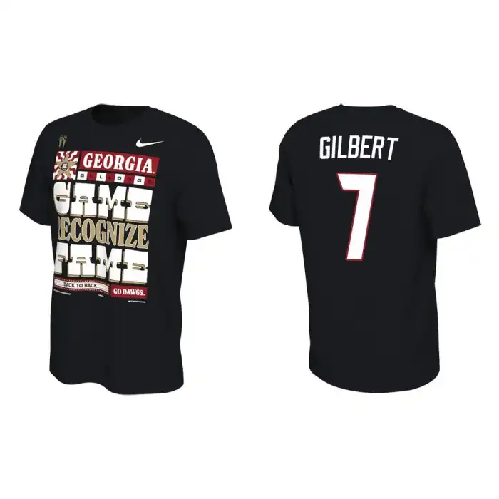 Arik Gilbert Georgia Bulldogs Men's #14 Playoff Locker Room College 2022 National Champions Black Football T-Shirt 2413CUTH4