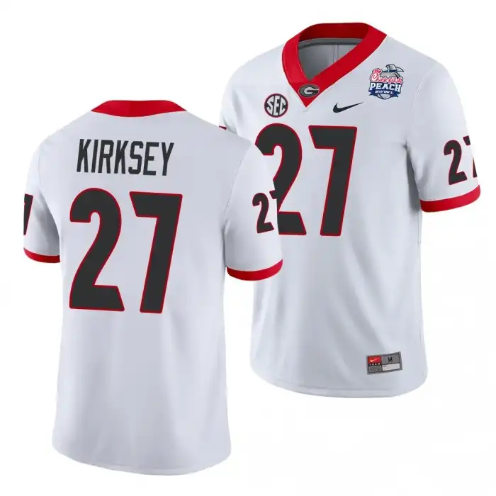 Austin Kirksey Georgia Bulldogs Men's #27 2021 Peach Bowl College White Football Jersey 2413FDUX0