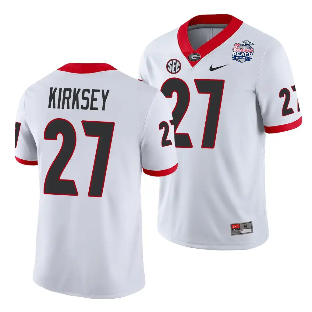 Austin Kirksey Georgia Bulldogs Men's #27 2021 Peach Bowl College White Football Jersey 2413IYPL5