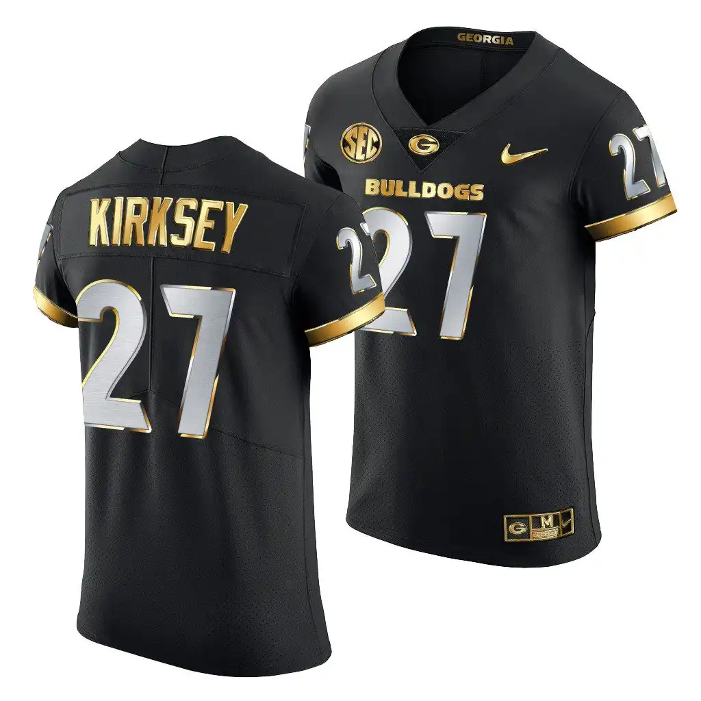 Austin Kirksey Georgia Bulldogs Men's #27 Black Golden Edition 2020-21 College Authentic Football Jersey 2413CORA7