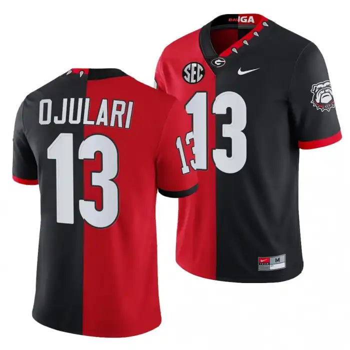 Azeez Ojulari Georgia Bulldogs Men's #13 Split Edition NFL Red College 100th Season Alumni Black Football Jersey 2413NURT0