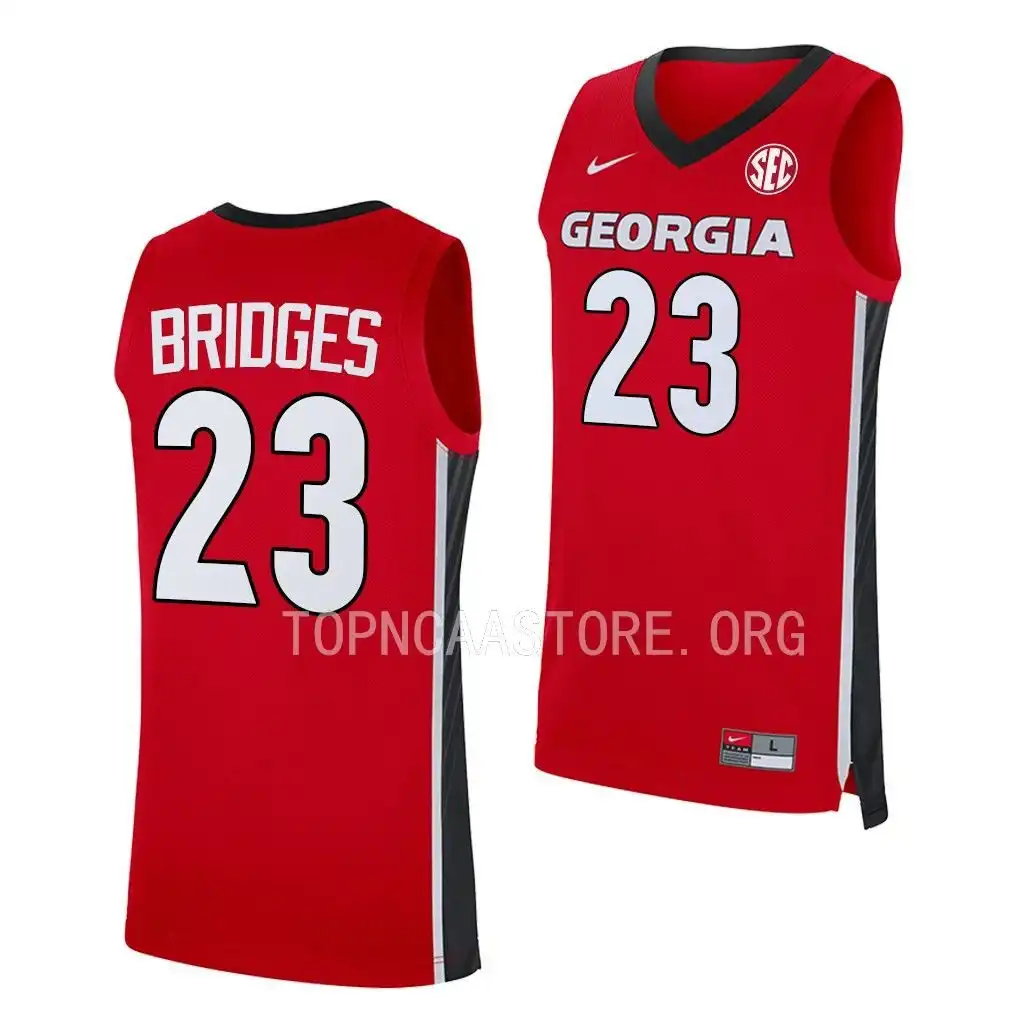 Braelen Bridges Georgia Bulldogs Men's #23 Red 2022-23 College Replica Away Basketball Jersey 2413JOKJ5