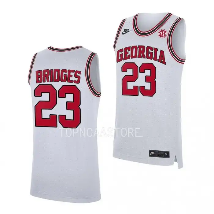 Braelen Bridges Georgia Bulldogs Men's #23 White 2022-23 College Home Replica Basketball Jersey 2413IGHY4