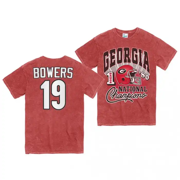 Brock Bowers Georgia Bulldogs Men's #19 1980 National Champs Rocker Vintage Tubular College Red Football T-Shirt 2413KPXZ8