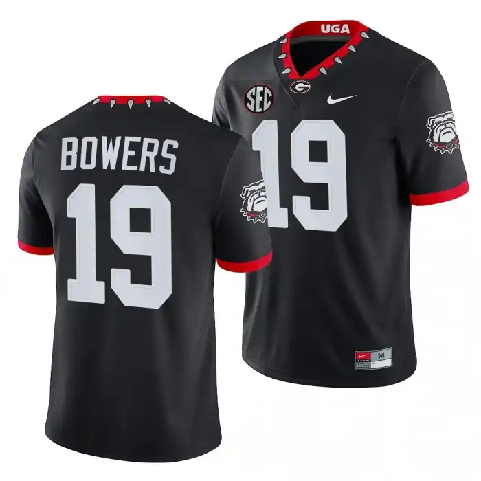 Brock Bowers Georgia Bulldogs Men's #19 2021-22 100th Anniversary Black College Mascot Game Football Jersey 2413IRWH3