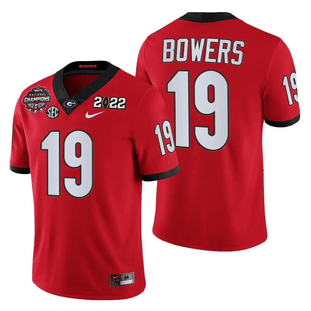 Brock Bowers Georgia Bulldogs Men's #19 2021-22 National Champions College CFP Red Football Jersey 2413UQGP8