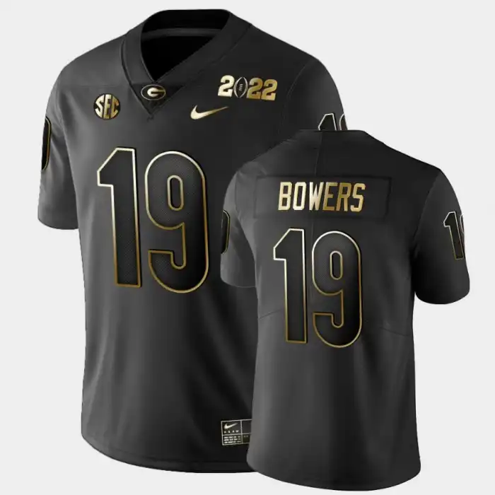 Brock Bowers Georgia Bulldogs Men's #19 2021 National Champions College Golden Black Football Jersey 2413JKIS4