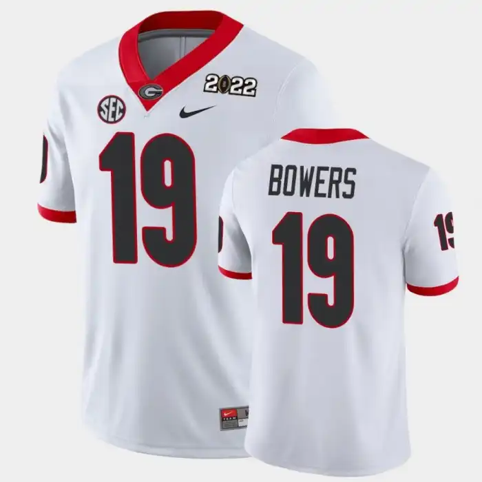 Brock Bowers Georgia Bulldogs Men's #19 2021 National Champions White College Game Football Jersey 2413EYUK3