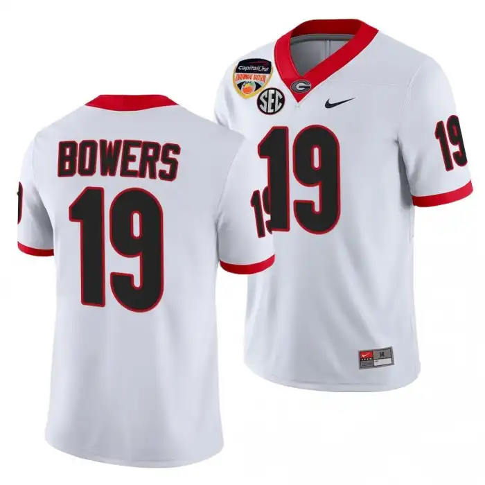 Brock Bowers Georgia Bulldogs Men's #19 2021 Orange Bowl 100th Anniversary College White Football Jersey 2413UGFN5