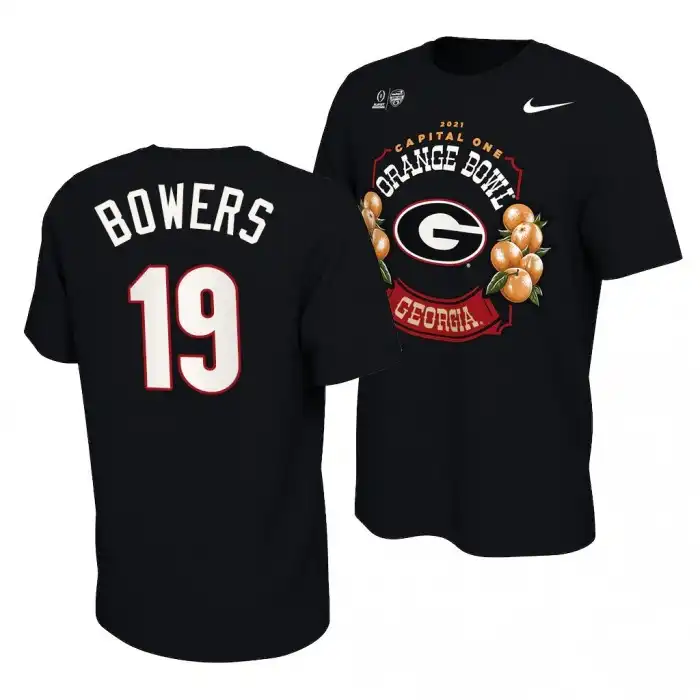 Brock Bowers Georgia Bulldogs Men's #19 2021 Orange Bowl Black College Locker Room Football T-Shirt 2413XXCZ3